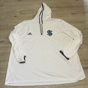 EUC Adidas Seattle Kraken Lightweight White Hoodie with Black Trim